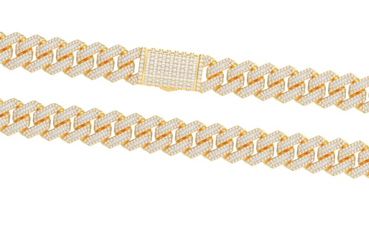 DIAMOND CUBAN CHAIN  (WITH BAGUETTES)